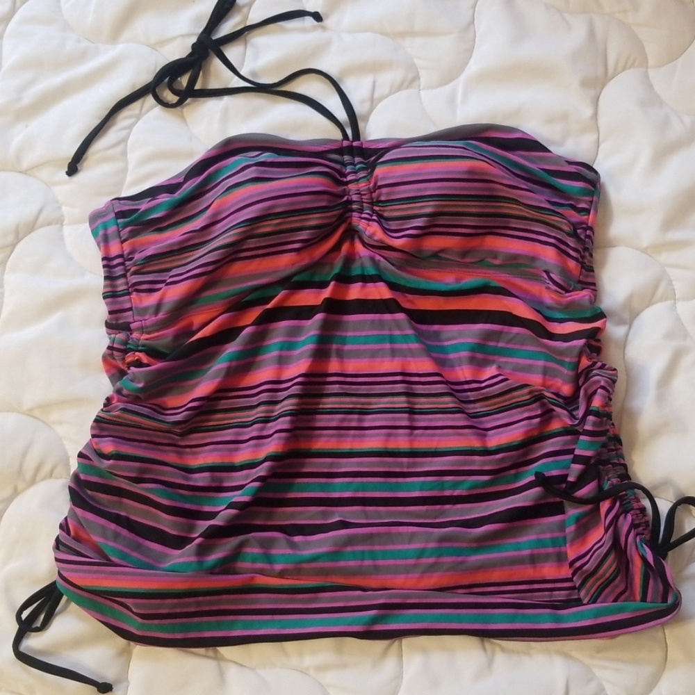 Liz Lange Maternity black striped halter Tankini